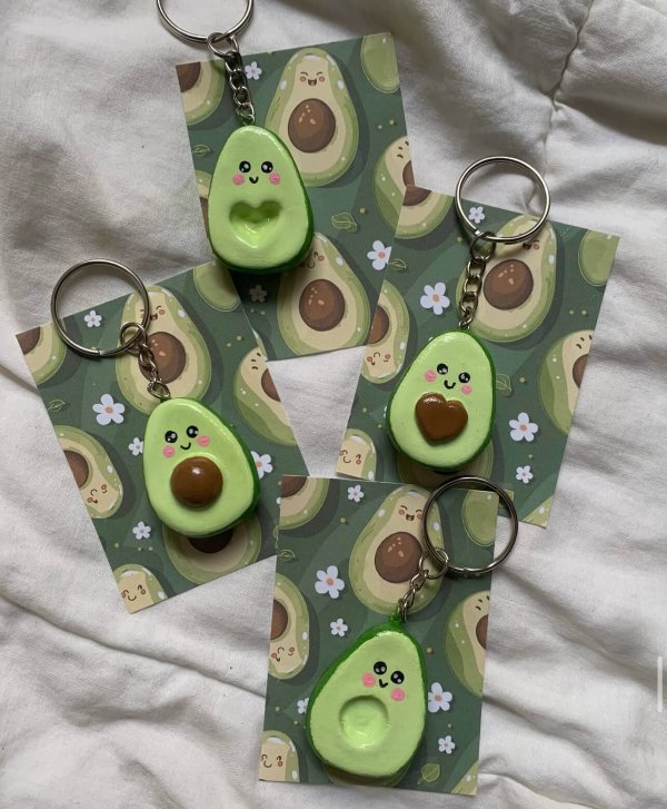 Matching avocado keychains (pair)