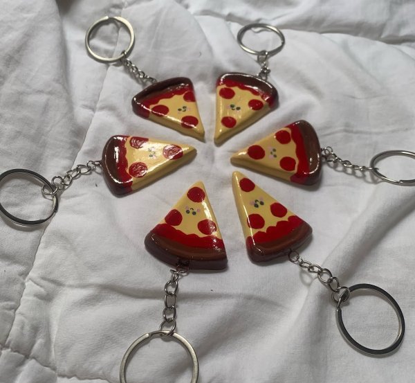 Matching pizza keychains for besties